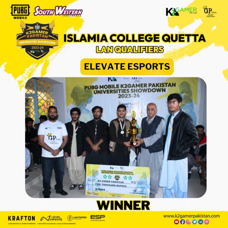 Successful Completion of PUBG Mobile K2 Gamer Pakistan Universities Showdown Pre-Qualifiers LAN Event in Quetta