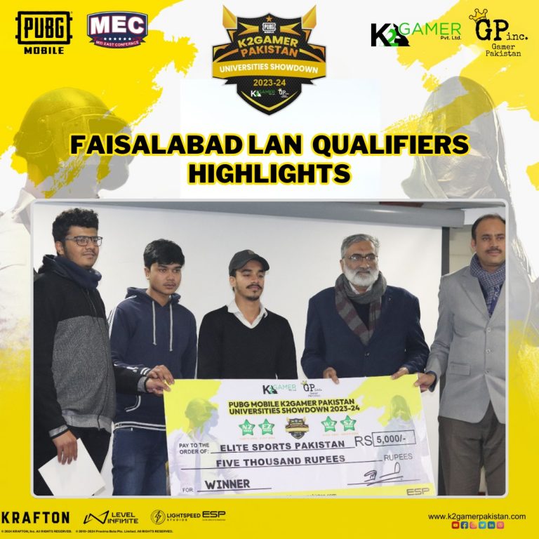 Gamer Pakistan & K2 Gamer Pakistan Organized the PUBG Mobile MID EAST Conference LAN Qualifiers Round with collaboration the University of Faisalabad at TUF