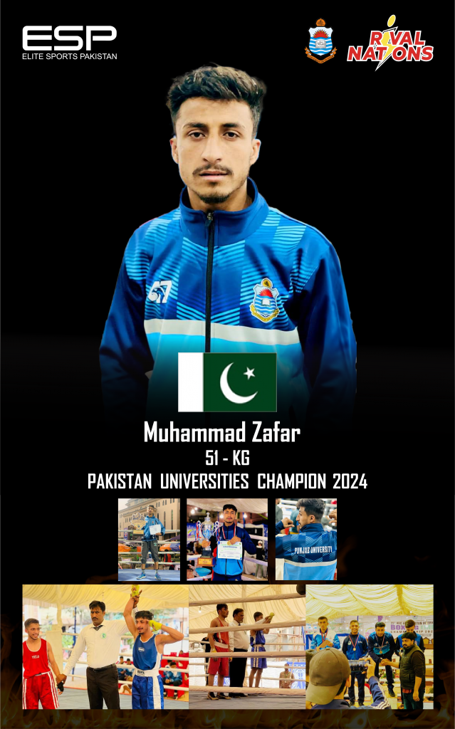 Muhammad Zafar Got Gold Medal in Pakistan HEC Intervarsity Boxing Championship 2024