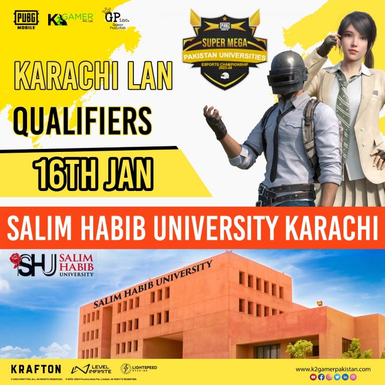 K2 Gamer Pakistan Presents: PUBG Mobile K2 Gamer Pakistan Universities Showdown 2023-24 LAN Event at Salim Habib University Karachi! 🔥🎮