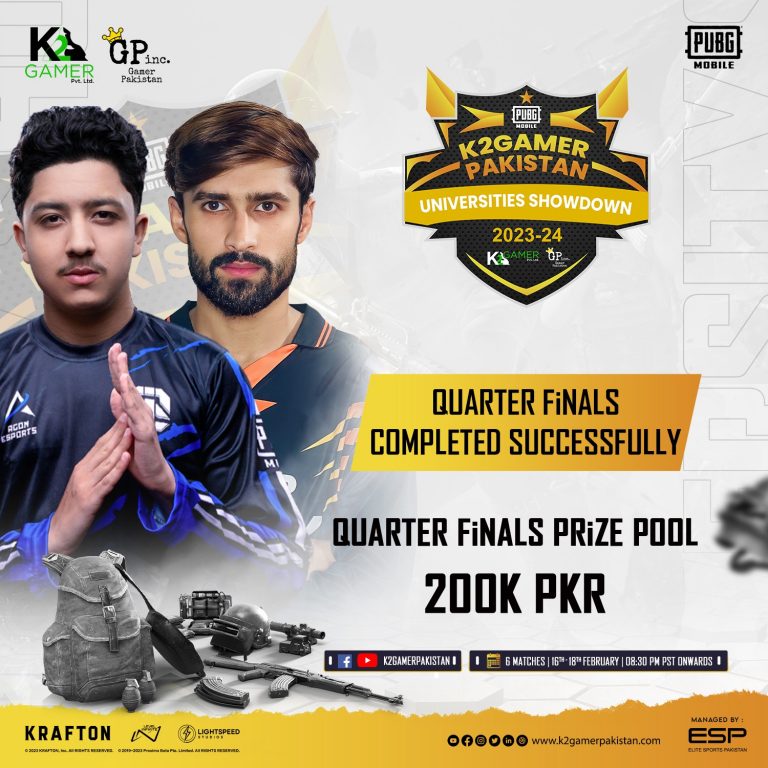 PUBG Mobile K2 Gamer Pakistan Universities Showdown 2023-24 | Quarter Final completed & Semi-Finals Begins