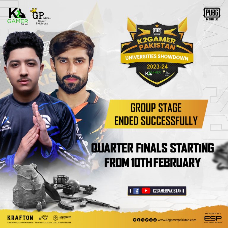 PUBG Mobile K2 Gamer Pakistan Universities Showdown 2023-24: Quarter Final Round Set to Commenc