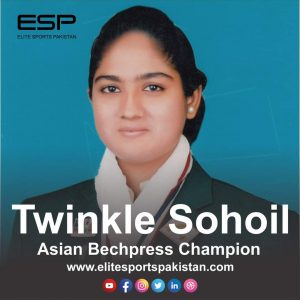 Twinkle Sohail with her medals, representing Pakistan at an international weightlifting championship