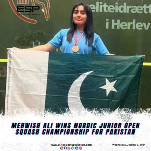 Mehwish Ali celebrating her victory at the Nordic Junior Open Squash Championship in Sweden." Feel free to adjust any of these elements to better suit your article!